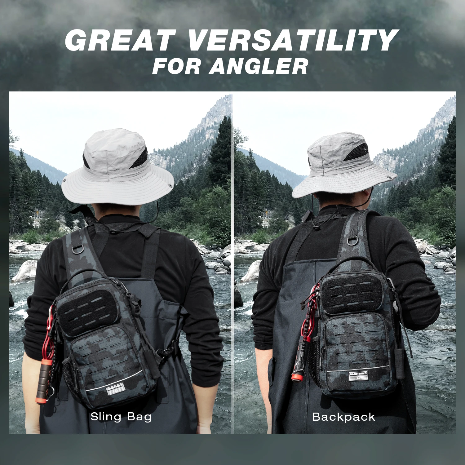 Fishing Backpack Tackle Sling Bag -Lightweight Sling Tackle Storage Bag- Fishing Backpack with Rod Holder gifts