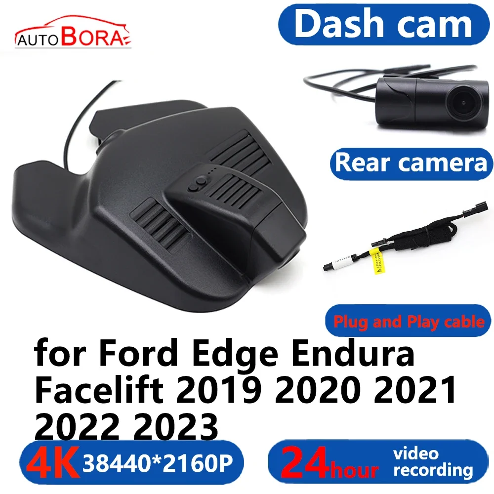 

AutoBora 4K Wifi 3840*2160 Car DVR Dash Cam Camera 24H Video Monitor for Ford Edge Endura Facelift 2019 2020 2021 2022 2023