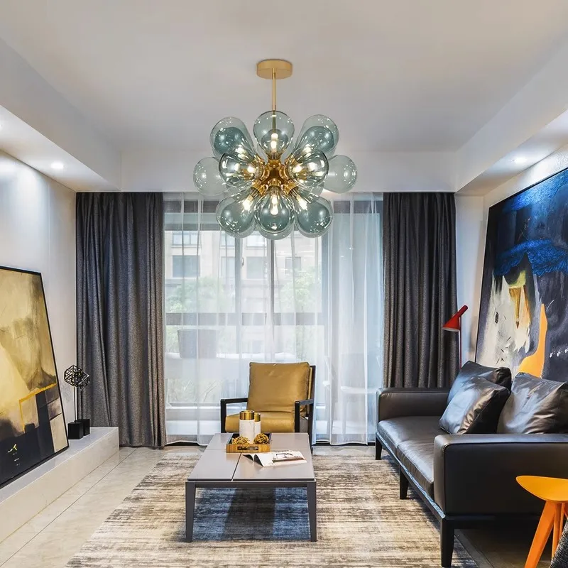 

Nordic modern and simple lamp, glass ball, colored art lamp, creative children's room, bedroom lamp, model room, living room cha