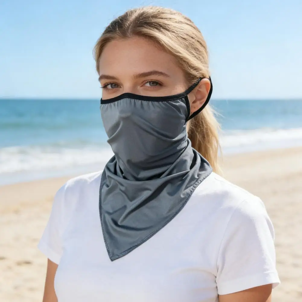 Sun Protection Guard Quick-Drying Fabric Ice Silk Face Guard With Elastic Ear Hooks Triangular Scarf