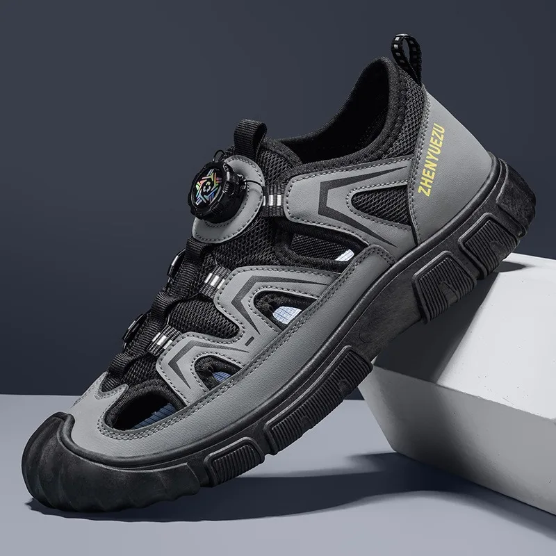 

Летние мужские пляжные сандалии, размеры 39-47, легкие дышащие повседневные туфли с сетчатыми вставками, мужские спортивные сандалии в римском стиле De Hombre