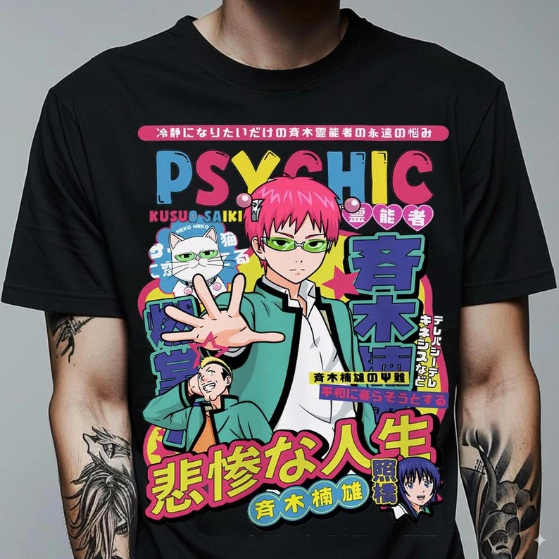 Saiki K Casual T-Shirt Cotton Graphic Oversized Unisex T-shirt Streetwear Trendy Cotton New Model Short Sleeves tee hot product