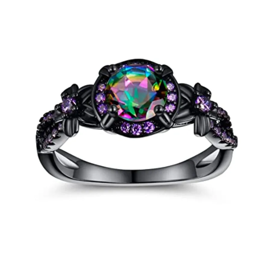 

Eternity Ring for Women, 18K Black Gold Plated// Wedding Engagement Promise Rings Band