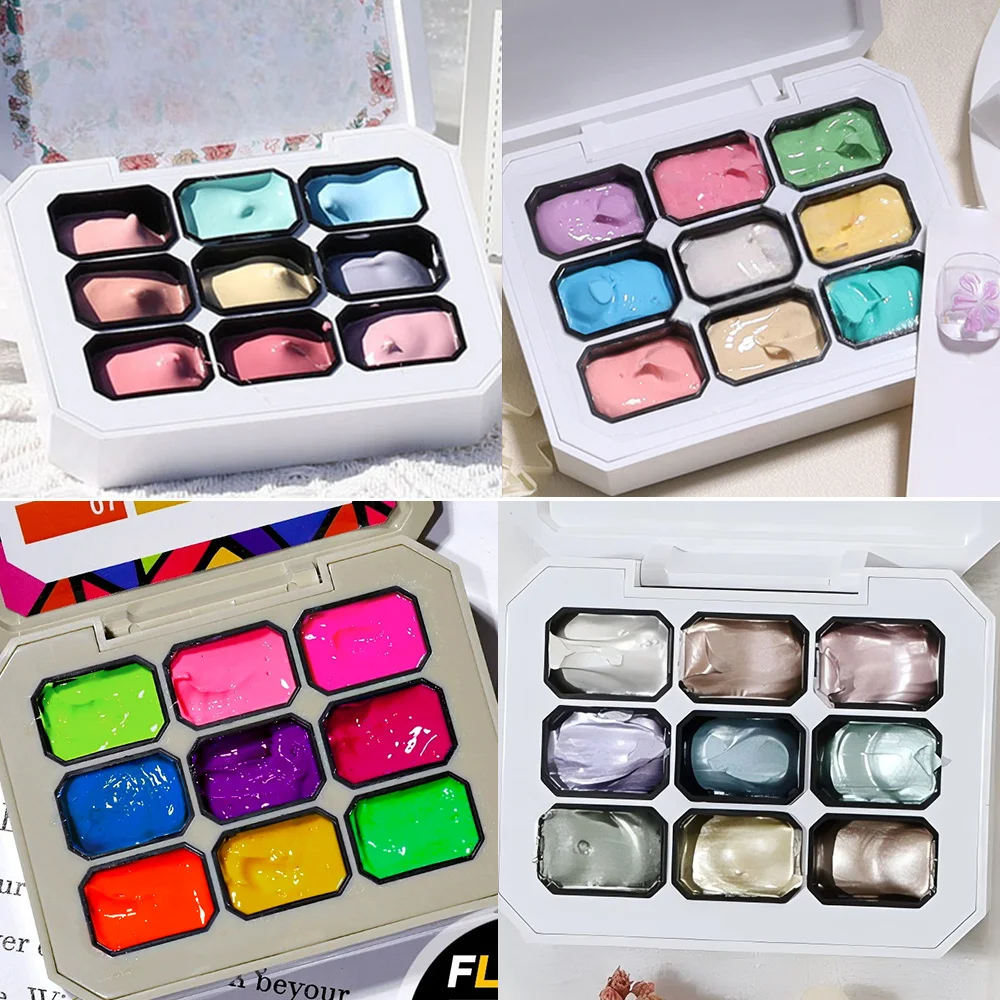 

Палитра гель-лаков 4/6/9 цветов: высокопигментированные оттенки для ногтей, эффект румян, маскировка краев, омбре, УФ/LED, молочный эффект для ногтей