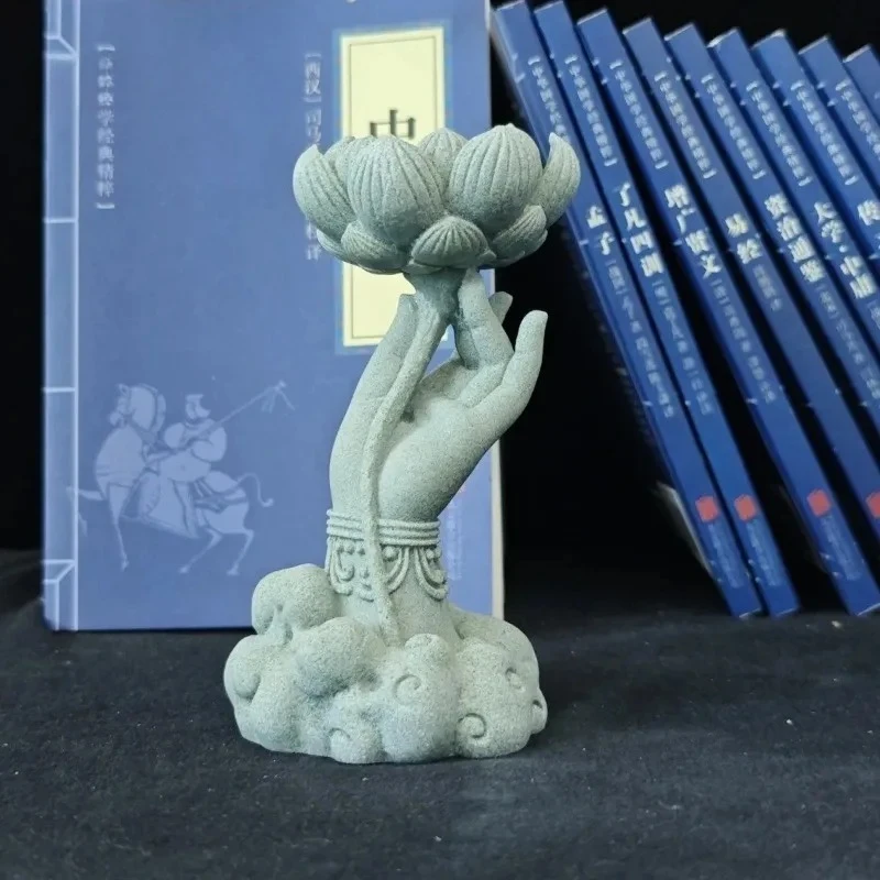 Green Sand and Gravel Buddha Hand Lotus Ornament Household Chinese Style Fish Tank Landscape Decoration Buddha Hall Decoration