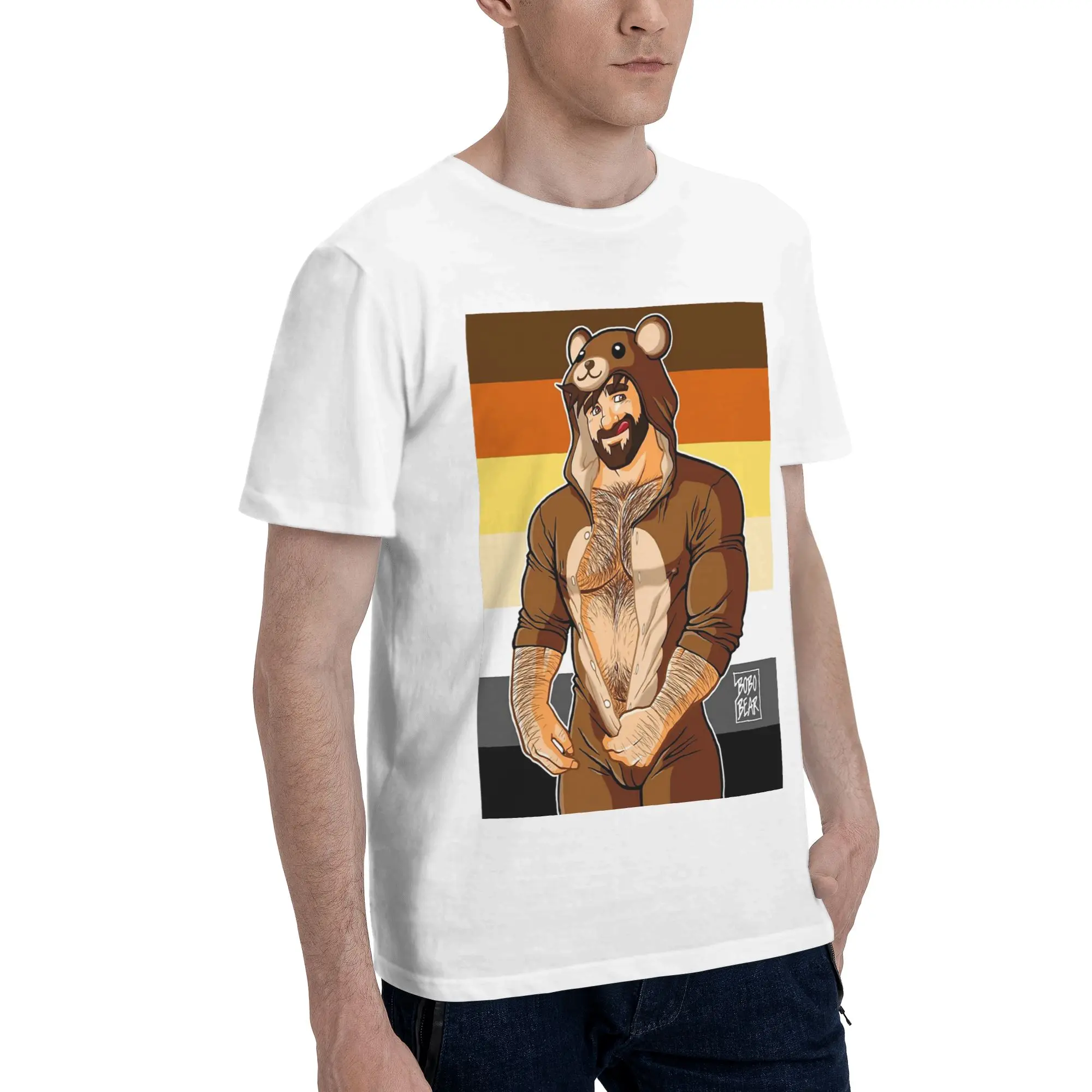 

Адам Likes Teddy Bears-Bear Pride Мужская футболка больших размеров Мужские хлопковые футболки с круглым вырезом Короткие летние мужские футболки