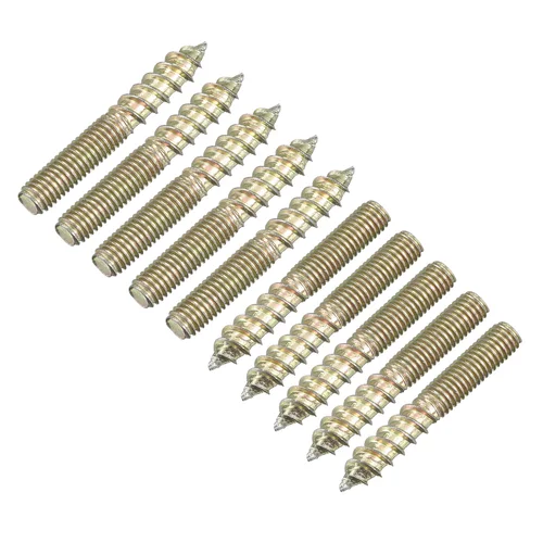Imagen 2 del producto Uxcell 12/24/48/120 Uds M5 M6 M8 M10 pernos de suspensión de rosca de doble extremo tornillos de pasador para conexión de muebles de madera 25-120mm de longitud
