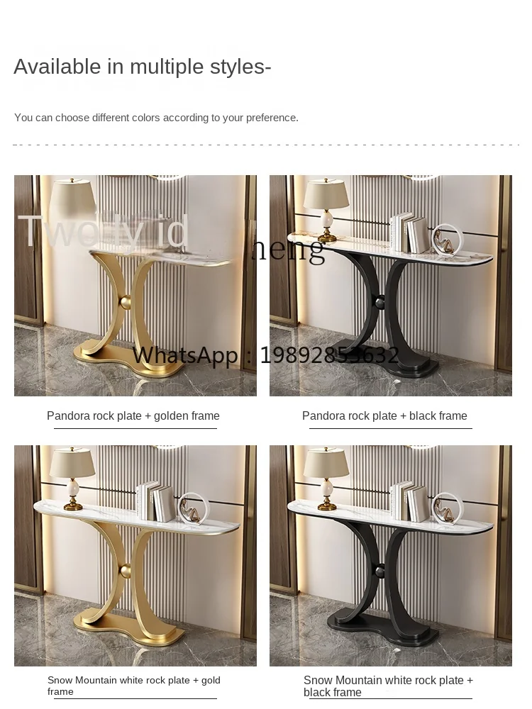 

A1 Household Entrance Cabinet Semicircle Stone Plate Console Living Room a Long Narrow Table Entrance Side View