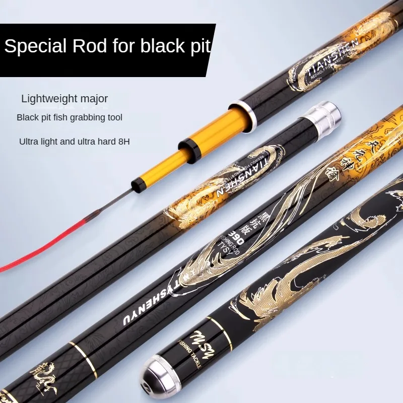 SHENYU 2.7m-4.8m Super Hard Stream Fishing Rod Carbon Fiber Telescopic Rods 8H 19 Tune Ultralight Carp Power Hand Pole