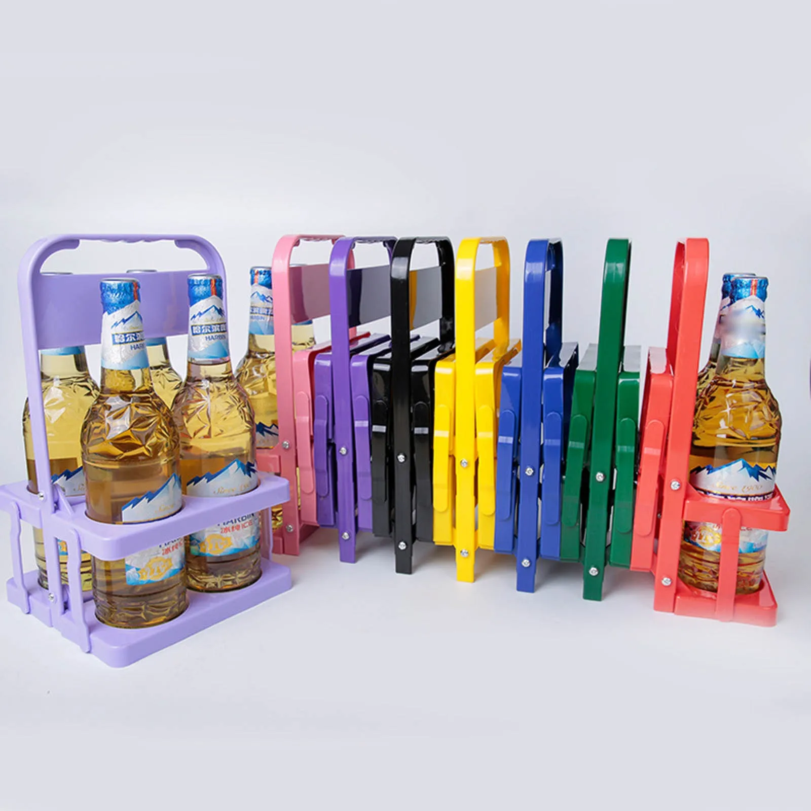 Reusable Wine Cup Rack Portable Beer Carrier 4/6 Pack Folding Drinks Holder Six Pack Beer Rack Collapsible Plastic