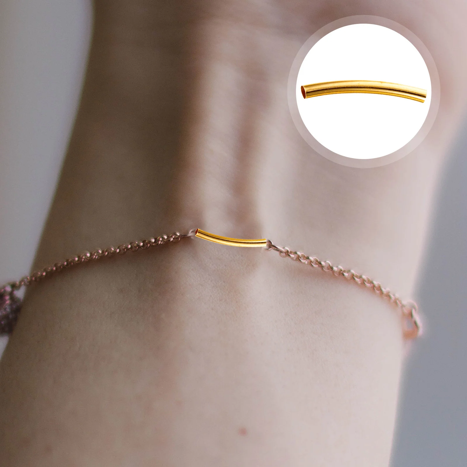 

100 Pcs 25mm Copper Elbow Hollow Tube Connector Gold Jewelry Accessories Bracelet Necklace Beading Material Metal Curved