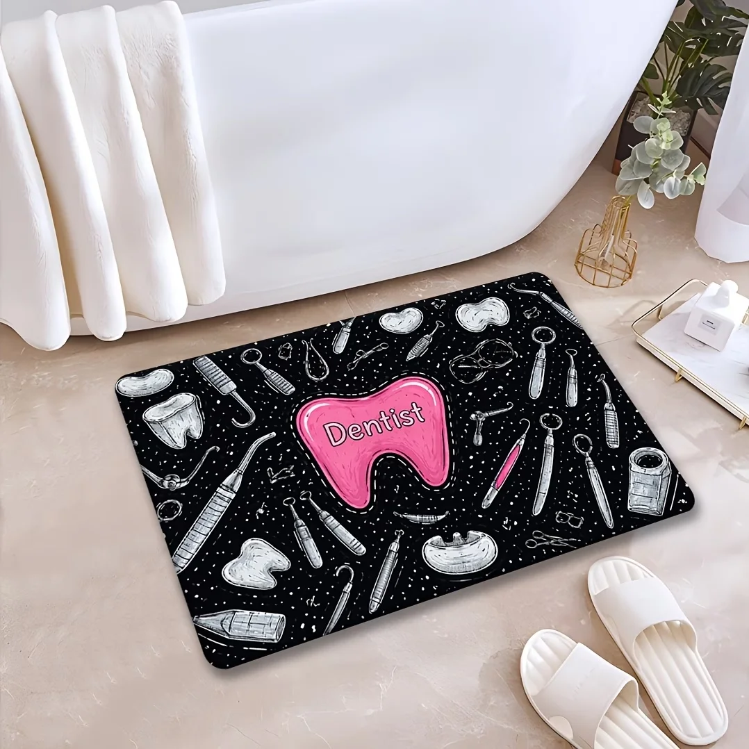 Pediatric Dentist Welcome Entrance Door Mat Cute Teeth Floor Rug for Hallway Porch Home Decor Creative Kids Area Foot Pad