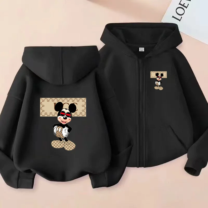 

Kids Cardigan Hoodies Sweatshirt Mickey Mouse Kawaii Clothes Zipper Style Girls Boy 3-12Yrs Fashion Sports Top Casual Loose Coat