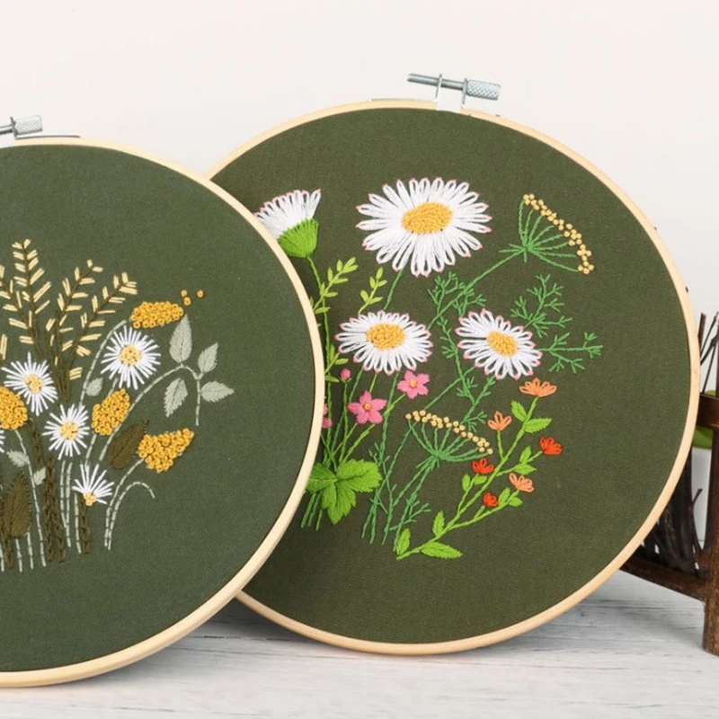 Plant Flowers Embroidery Needlework Kit DIY Retro Cross Stitch Material Package Hand-stitched Embroidered for Beginners Handwork