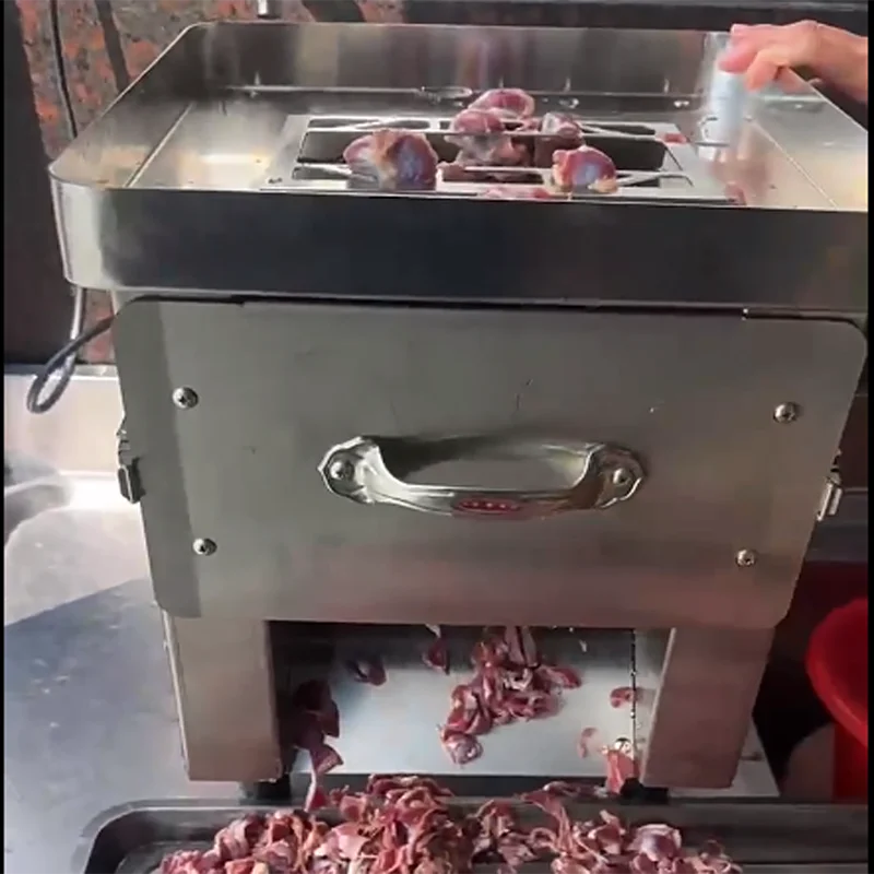 New Multi-functional Benchtop Meat Cutter High-Power Automatic Stainless Steel Machine Removable Blade for Dicing Meat Slicing