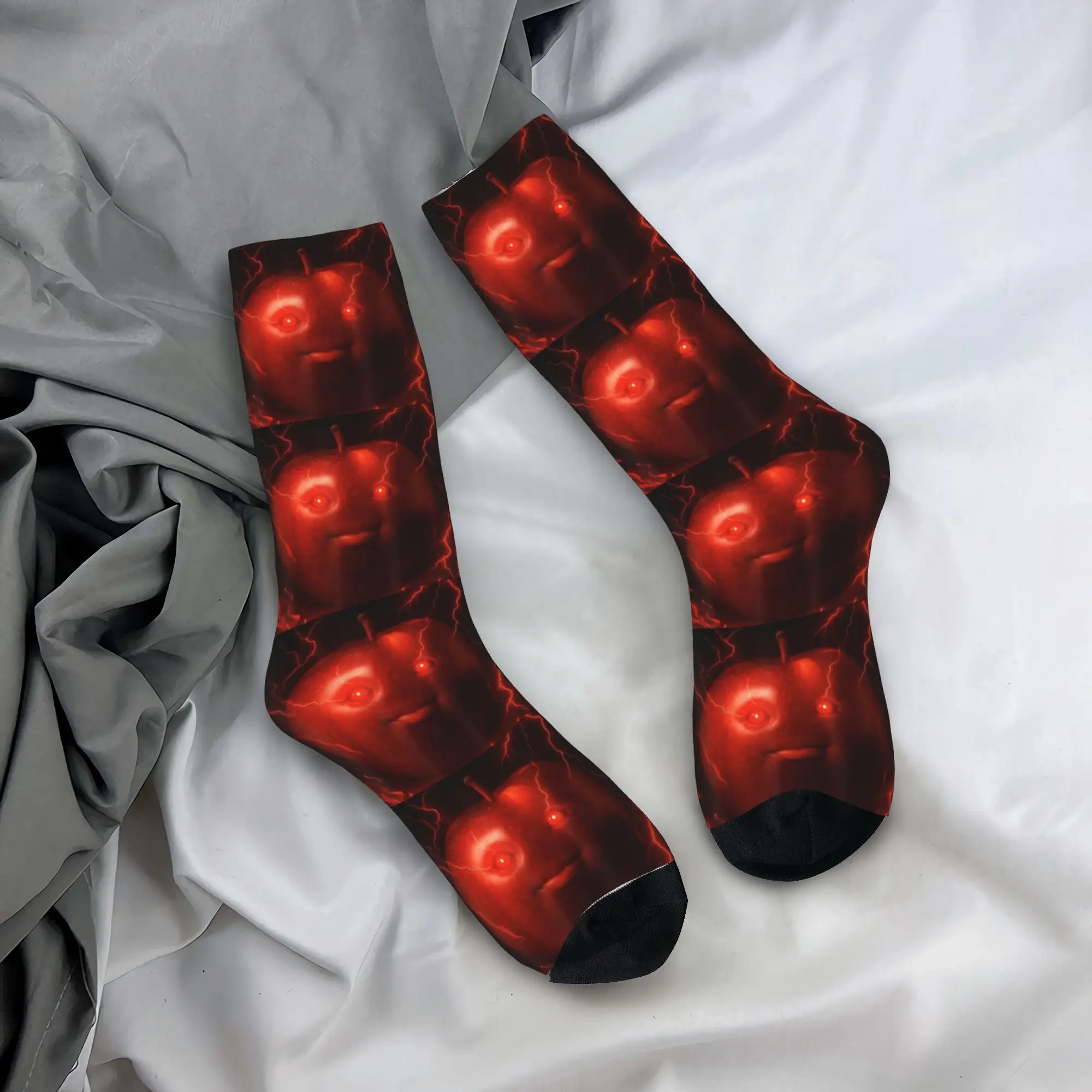 Funny Silly AI Niche Evil Apple Gen Z Meme Socks Anti Skid Unisex Men Socks Medium Soft Winter Trendy Outdoor Sports Socks