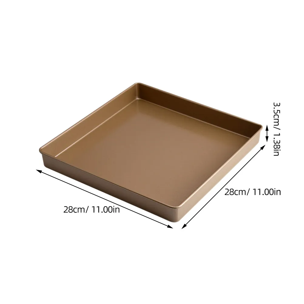 11 Inch Carbon Steel Square Baking Tray Non-Stick Rimmed Pan Even Heating Oven Use for Meat Bread Cookies Cinnamon Rolls