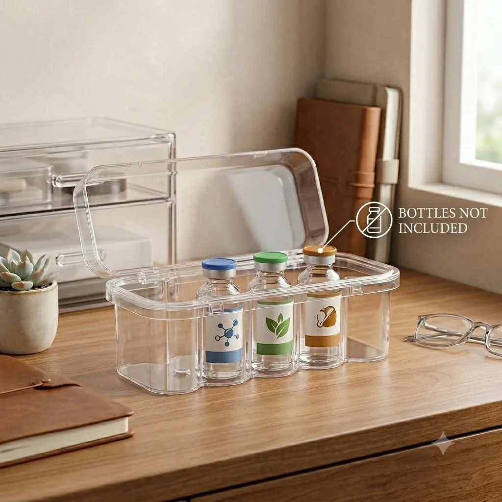 Vial Case, Vial Holder for Insulin Vials and Peptide Vials, Holds 10 Vials, Vial Storage Box for Refrigerator Storage and Travel