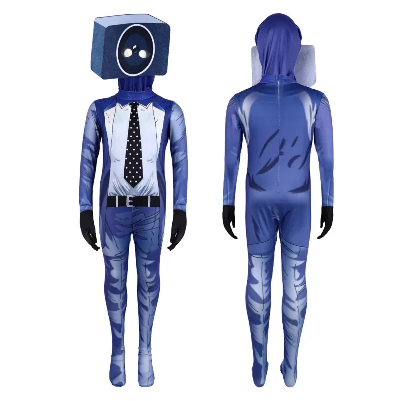 Skibidi-Toilet Cosplay Costume para Homens e Mulheres, Game Speaker, TV Man Camderman, Bodysuit, Macacão, Máscara, Halloween