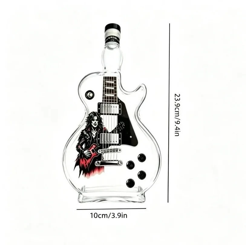 350ml Guitar Form Whiskey Glass Decanter Premium Borosilicate Spirit Bottle Rock Art Bar Decoration Collectible Liquor Container
