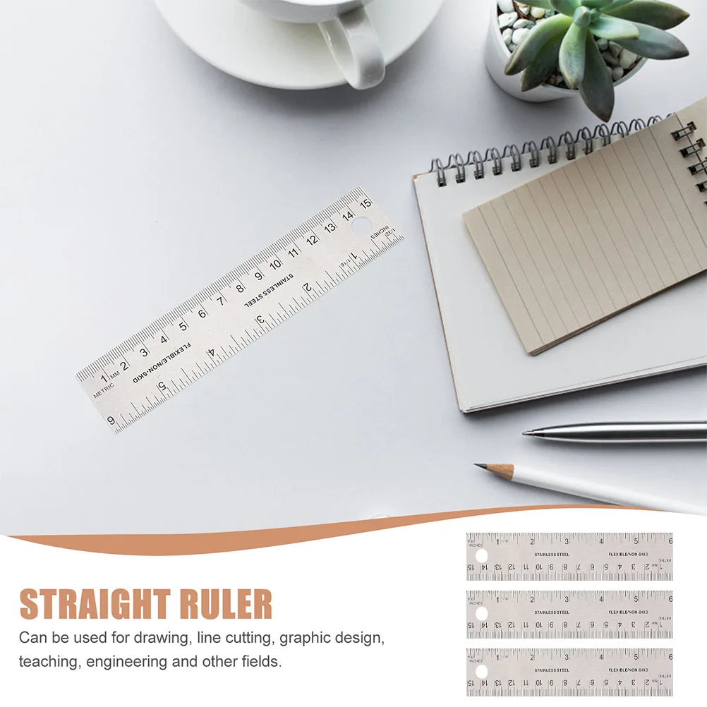 

3pcs Cork Backing Ruler Drawing Measuring Student Multi Functional Portable Lightweight Clear Graduations Household Office s