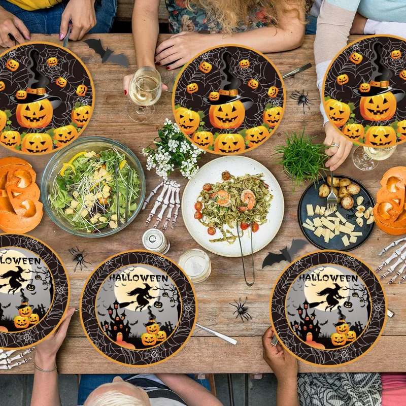 20pcs paper plates and cups for Halloween themed parties