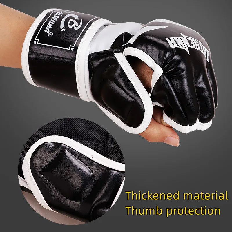 2pcs MMA Half-Finger Boxing Glove Thickened Breathable Sanda Free Fighting Muay Thai Training Glove Boxing Training Gear