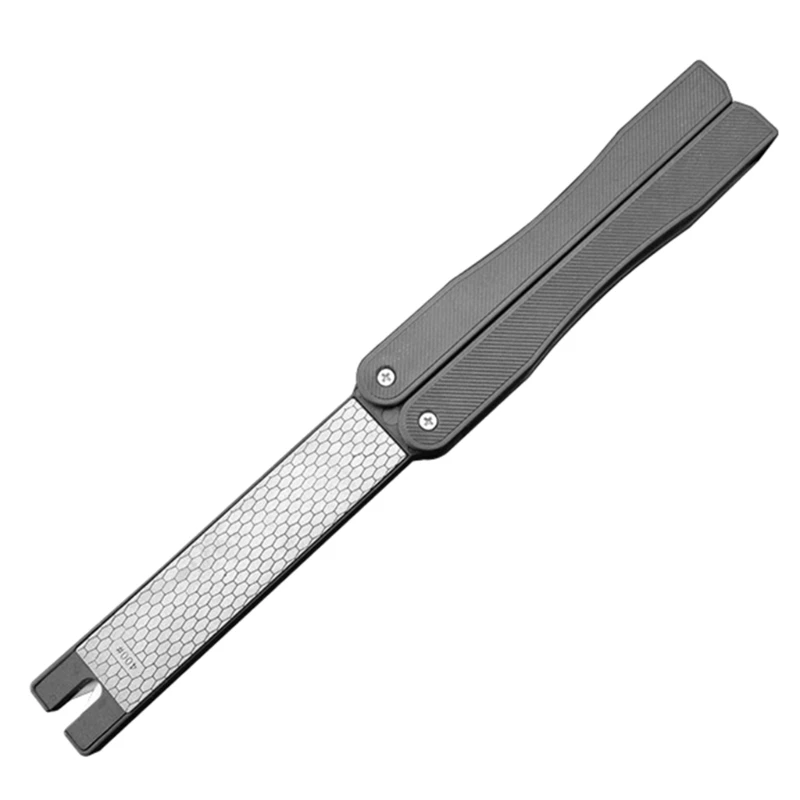 Handheld Double Sided Sharpener, 3 in 1 400/600 Grit Foldable Diamond Knife Sharpening Stone for Kitchen, Garden Outdoor