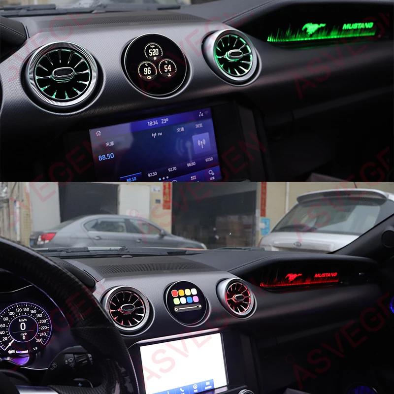 Car Ambient Light For Ford Mustang 2015-2022 LED Dashboard With LED Touch Screen Air Conditioning Turbine Air Outlet Vents