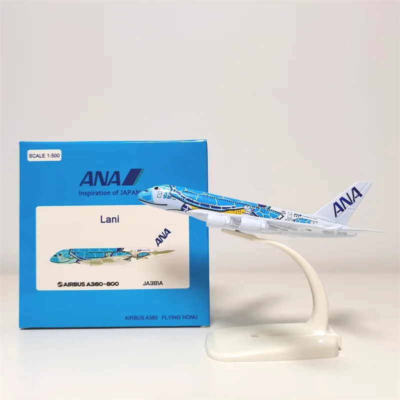 New 14CM 1/500 Scale Airbus A380 Japan ANA Airlines Blue Turtle