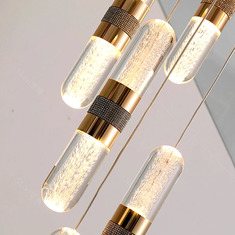 Imagem -06 - Modern Crystal Chandelier For Home Decoration Stair Pendant Lamp Living Room Pendant Lights Iluminação Interior