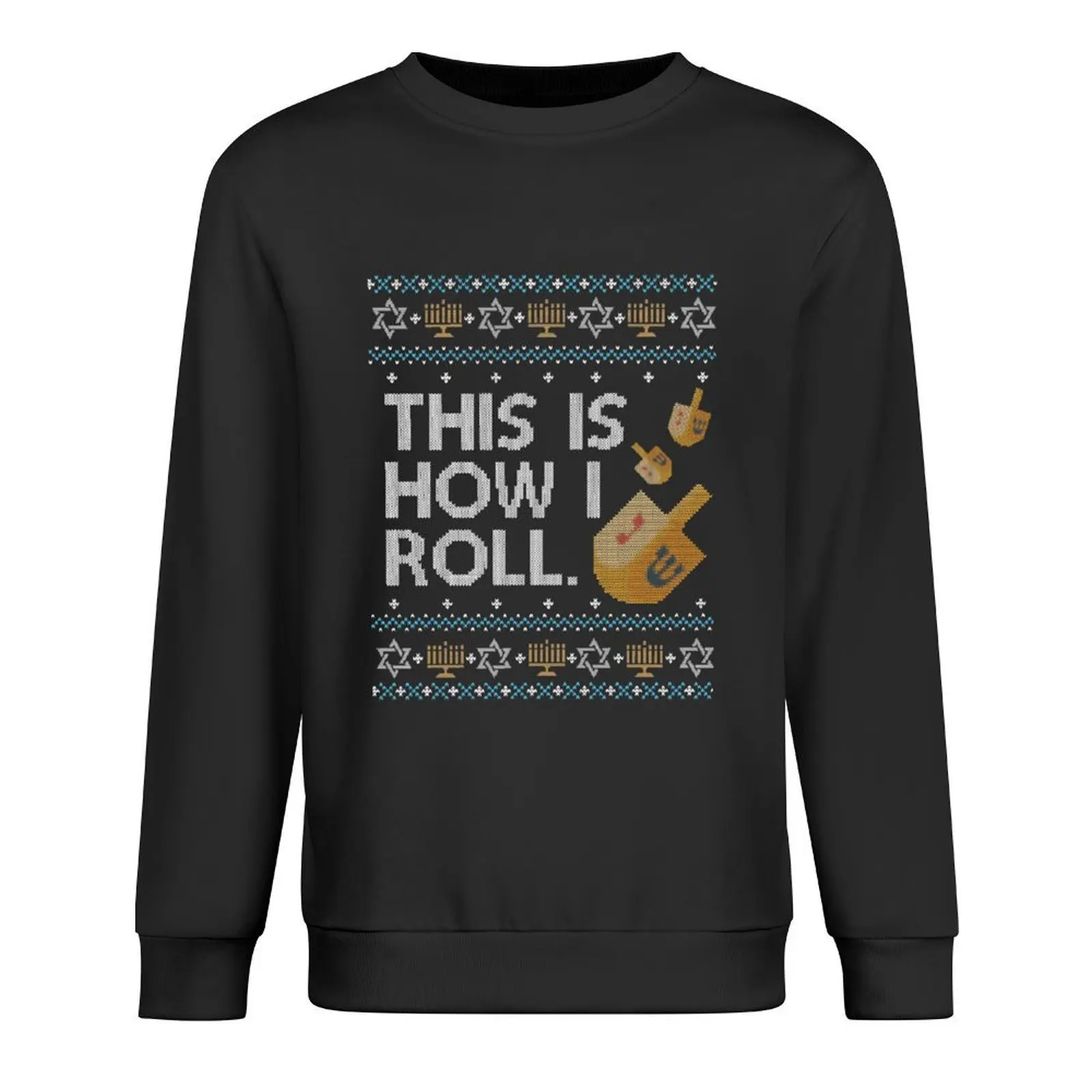 

Funny Ugly Hanukkah Sweater, How I Roll Dreidel Pullover korean style clothes autumn fashion men new hoodies and sweatshirts