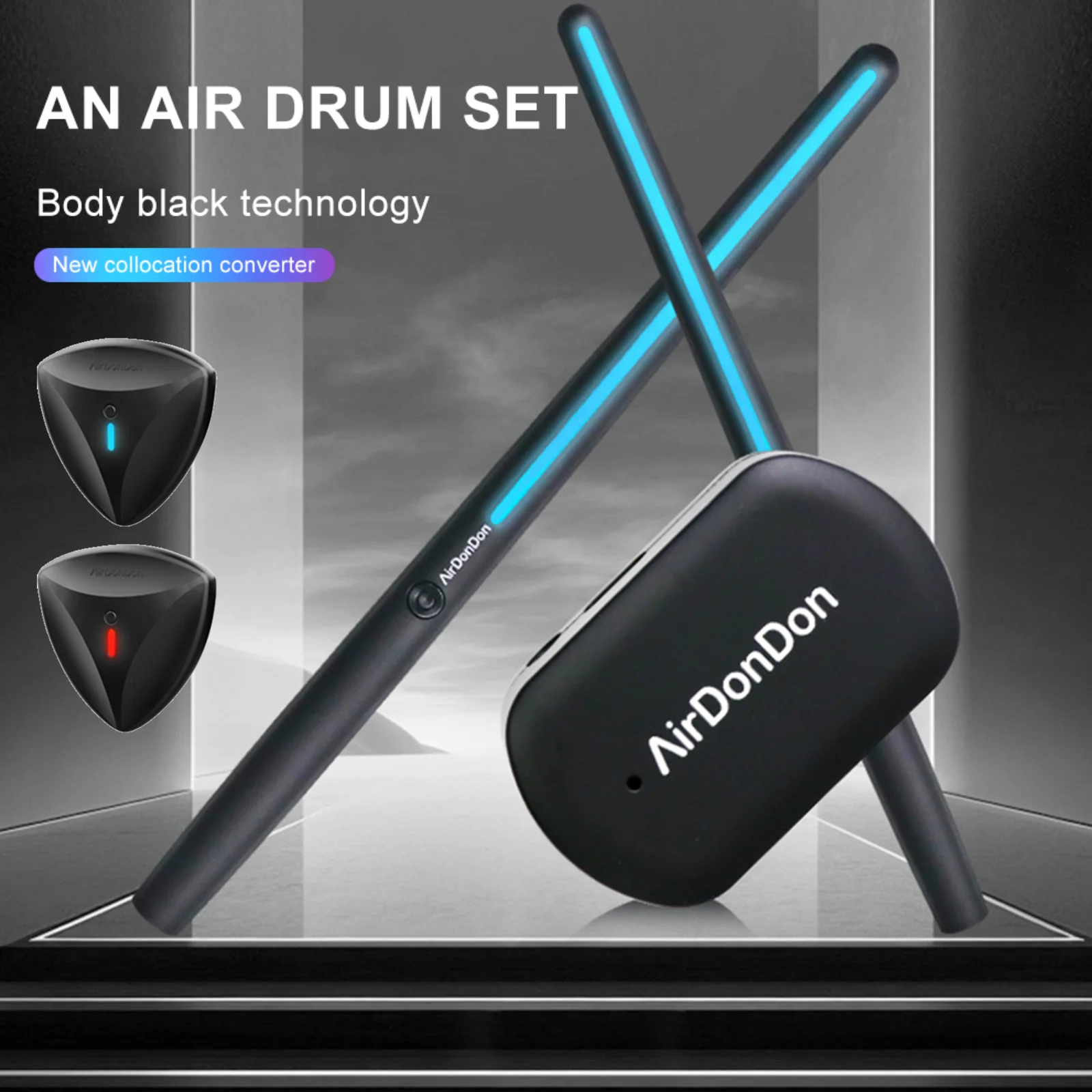 

Портативная воздушная барабанная установка, датчик ног воздушного барабана, Bluetooth-совместимый адаптер для воздушного барабана, электронная барабанная установка для начинающих профессионалов