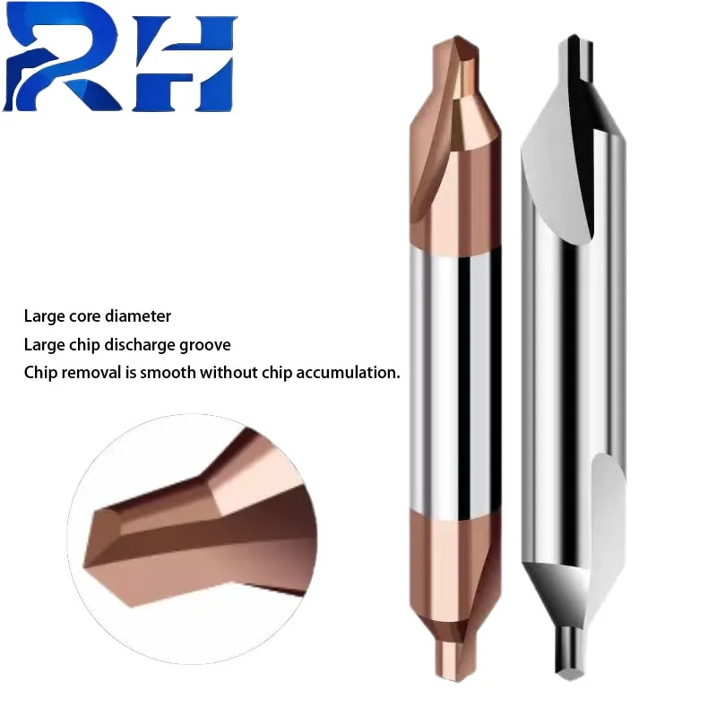 60 درجة التنغستن الصلب برأسين مركز الحفر سبائك الألومنيوم نقطة ثابتة الحفر طلاء زاوية 60 درجة للصلب #1