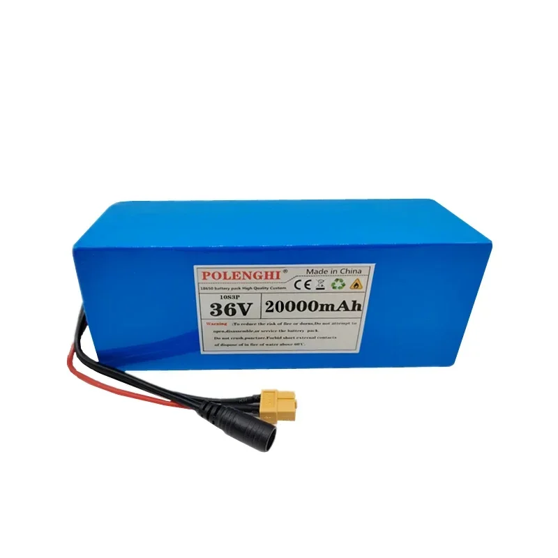 POLENGHI high capacity battery 36V 20Ah 10S3P lithium-ion battery pack, suitable for electric bicycles, scooters, and chargers