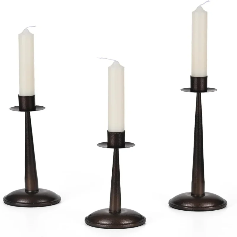 Iron Taper Candle Holder Vintage Candlestick Holder Set of 3 for Living Room Dining Table Centerpieces Wedding Party Decorations