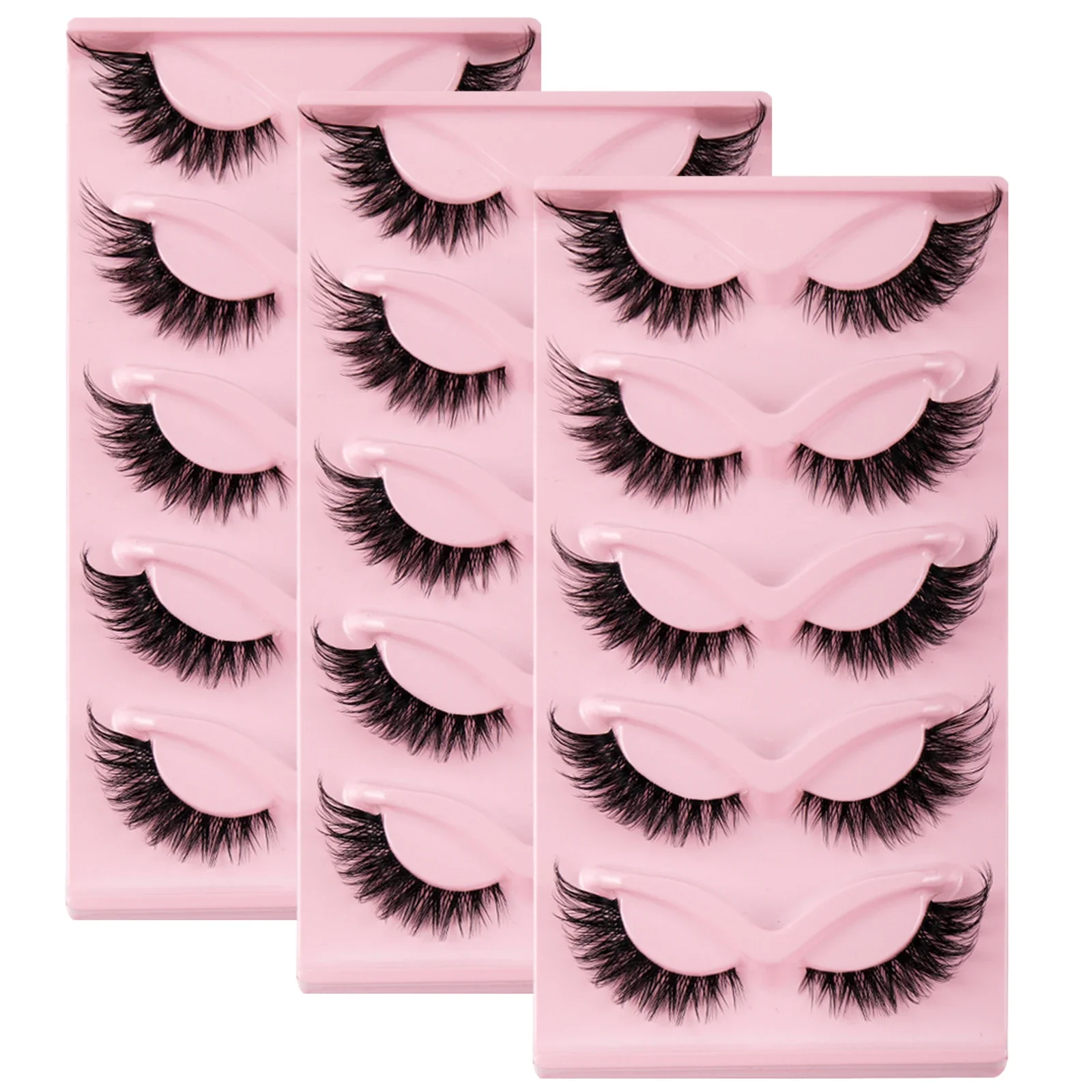 15 paia/confezione da 3 ciglia Cat eye 3D ciglia finte naturali Fluffy Soft Cross Clear Band Lashes Manga Lashes Wispy Eyelash Makeup