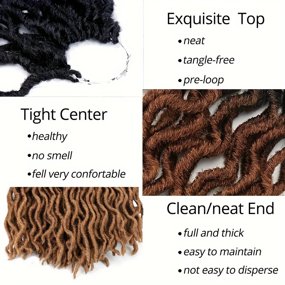 Goddess Faux Locs Crochet synthetic Hair 12 strands/Lot Soft Gypsy Locs Wavy Crochet Braids Dreadlocks 3 Tone Curly Wavy hair image 6