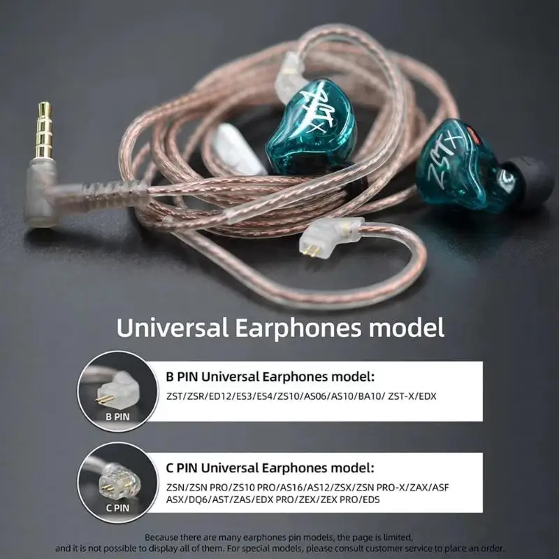 Original KZ OFC Upgrade Cable Dual Parallel High Purity Lossless Audio for ZST EDC ZSN Pro Earphones