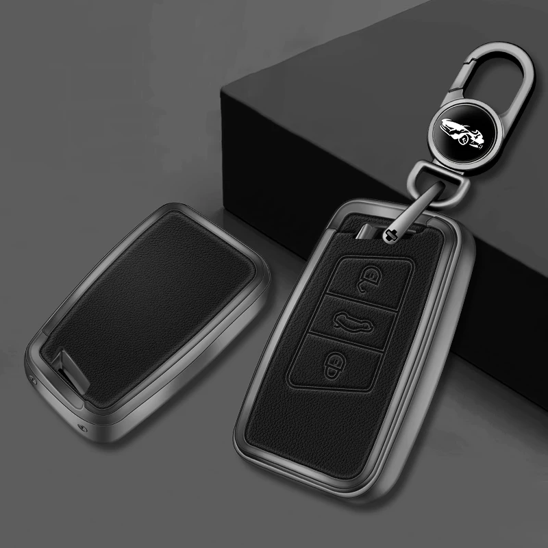 

Zinc Alloy+Leather Car Remote Key Case Shell For Volkswagen VW Tiguan MK2 Magotan Passat B8 CC For Skoda Superb A7 Accessories