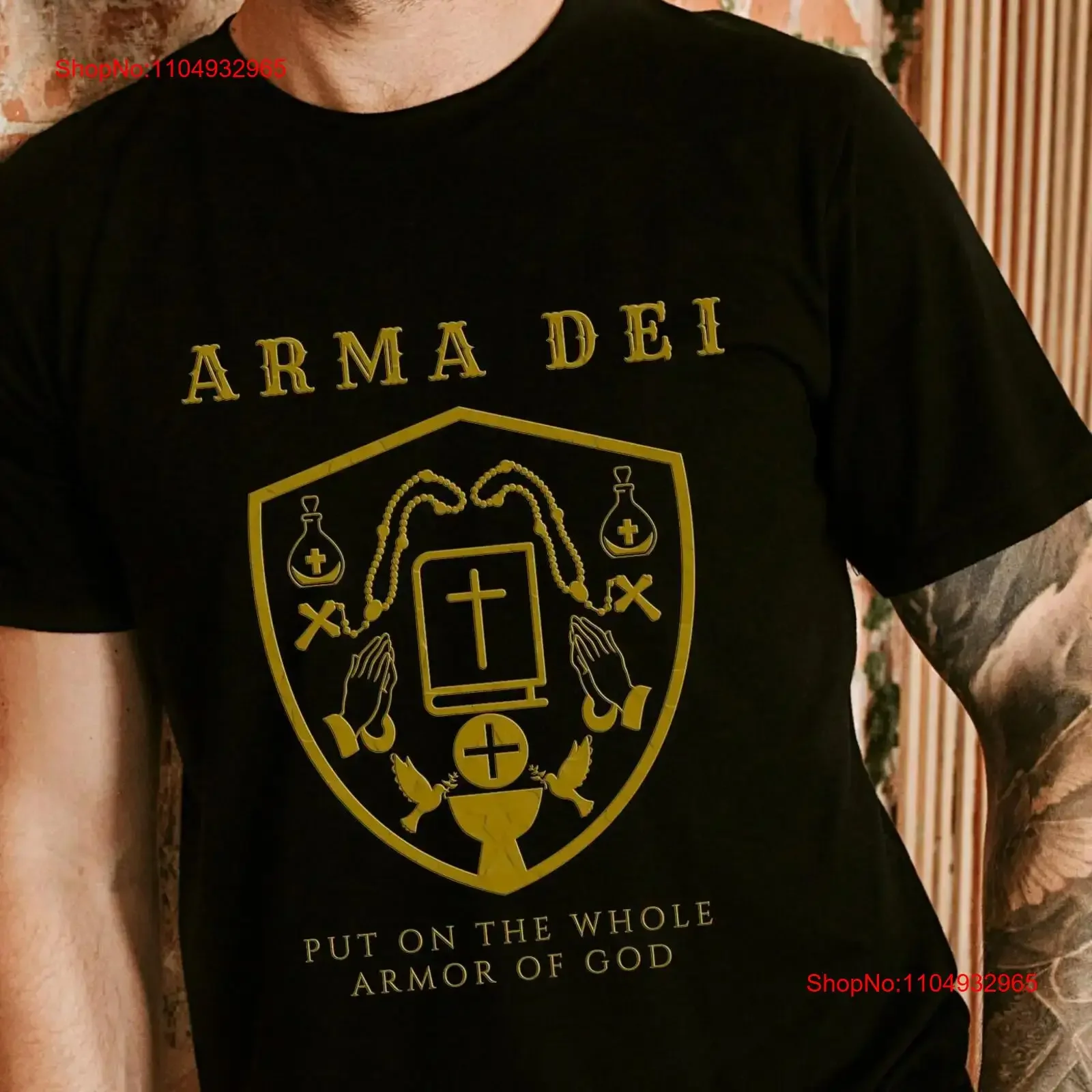 ARMA DEI Put on the Armor of God Catholic Apparel Clothing T Shirt for Men vintage Washed Slightly Breathable Comfortable Soft #1