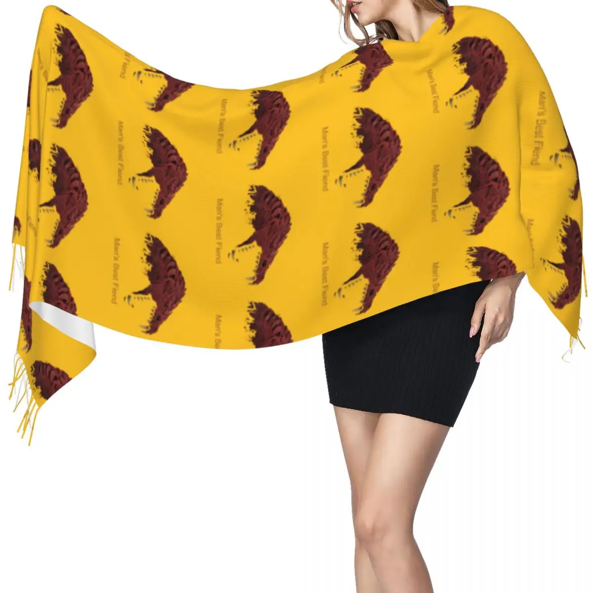 

Мужской шарф Odogaron Best Fiend, шарфы с кисточками, женские мягкие теплые шали и накидки, длинная осенне-зимняя шаль