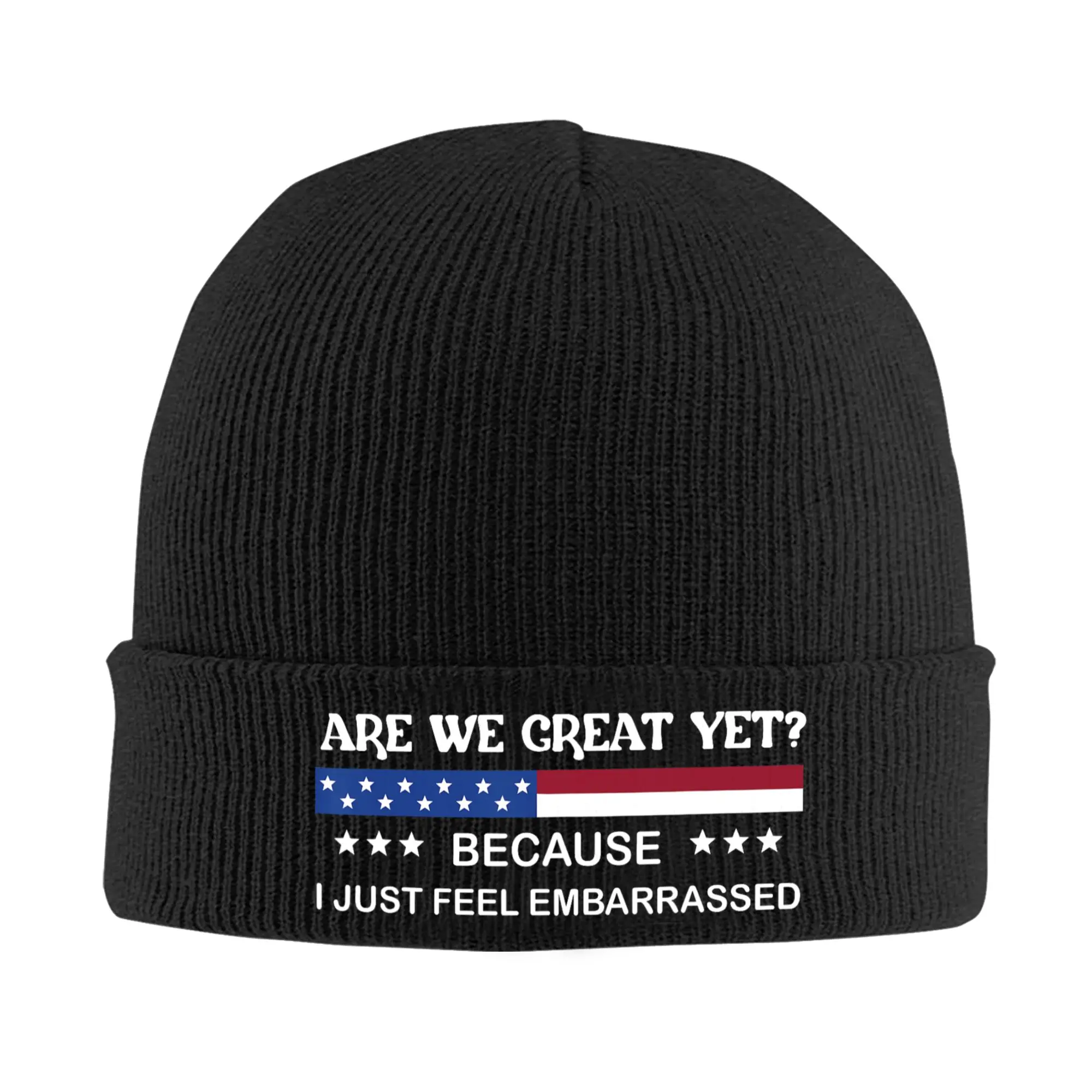 Are We Great Yet Cause I Just Feel Embarrassed Knitted Hats Autumn Winter Beanie Baggy Cap Female Male Acrylic Hot Sale Skullcap