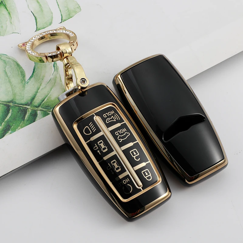 Car TPU Key Case Cover Holder For Hyundai Genesis GV70 GV80 GV90 2020 2021 2022 Key Shell Ring Protective Accessories