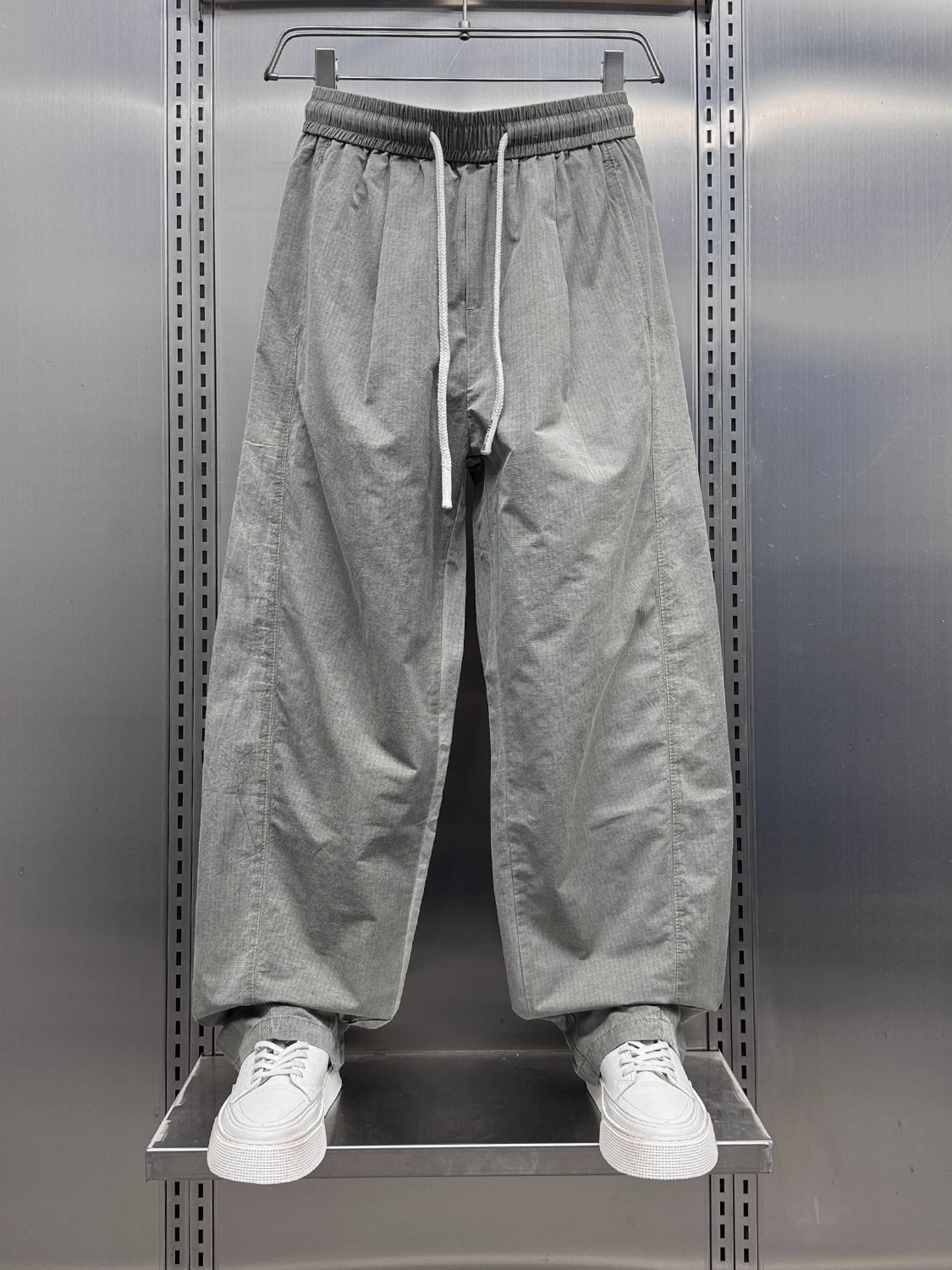 

Летние тонкие повседневные брюки, мужские свободные прямые брюки с эластичной резинкой на талии, модные брендовые легкие прямые леггинсы