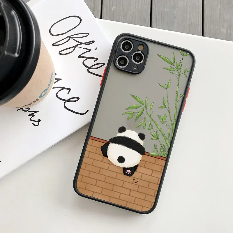 Cute Panda Climbing the Wall Phone Case For iPhone Case 16 15 14 13 12 11 Pro XR XS Max 7 8 Plus Shockproof Phone Y2K Girl Cover