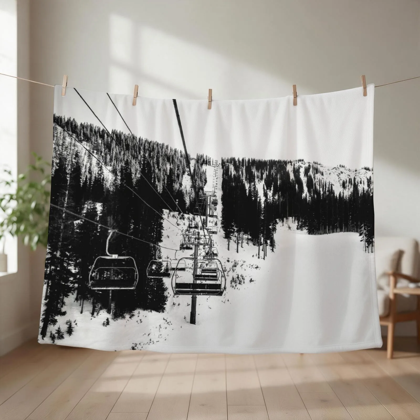 Ski Lift Throw Blanket sofa bed Fashion Sofas Single decorative Blankets