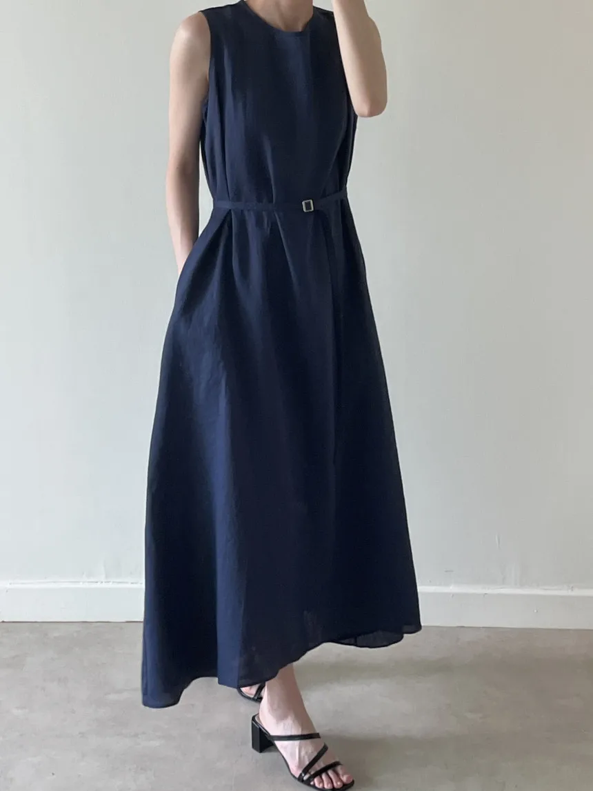 REALEFT Vintage bawełniana i lniana damska długa sukienka szarfy 2025 nowa letnia bez rękawów solidna na co dzień luźna prosta sukienka kobieta