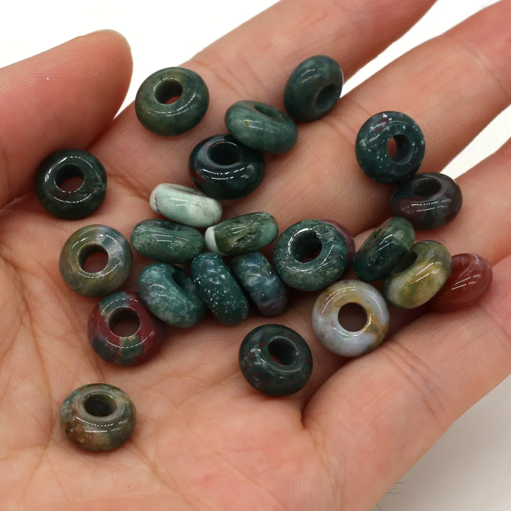 20pcs/lot Fashion Abacus Shape Natural Stone Beads Big Hole Loose Beads for Making  Jewelry Necklace Size 5x10mm Hole 4mm