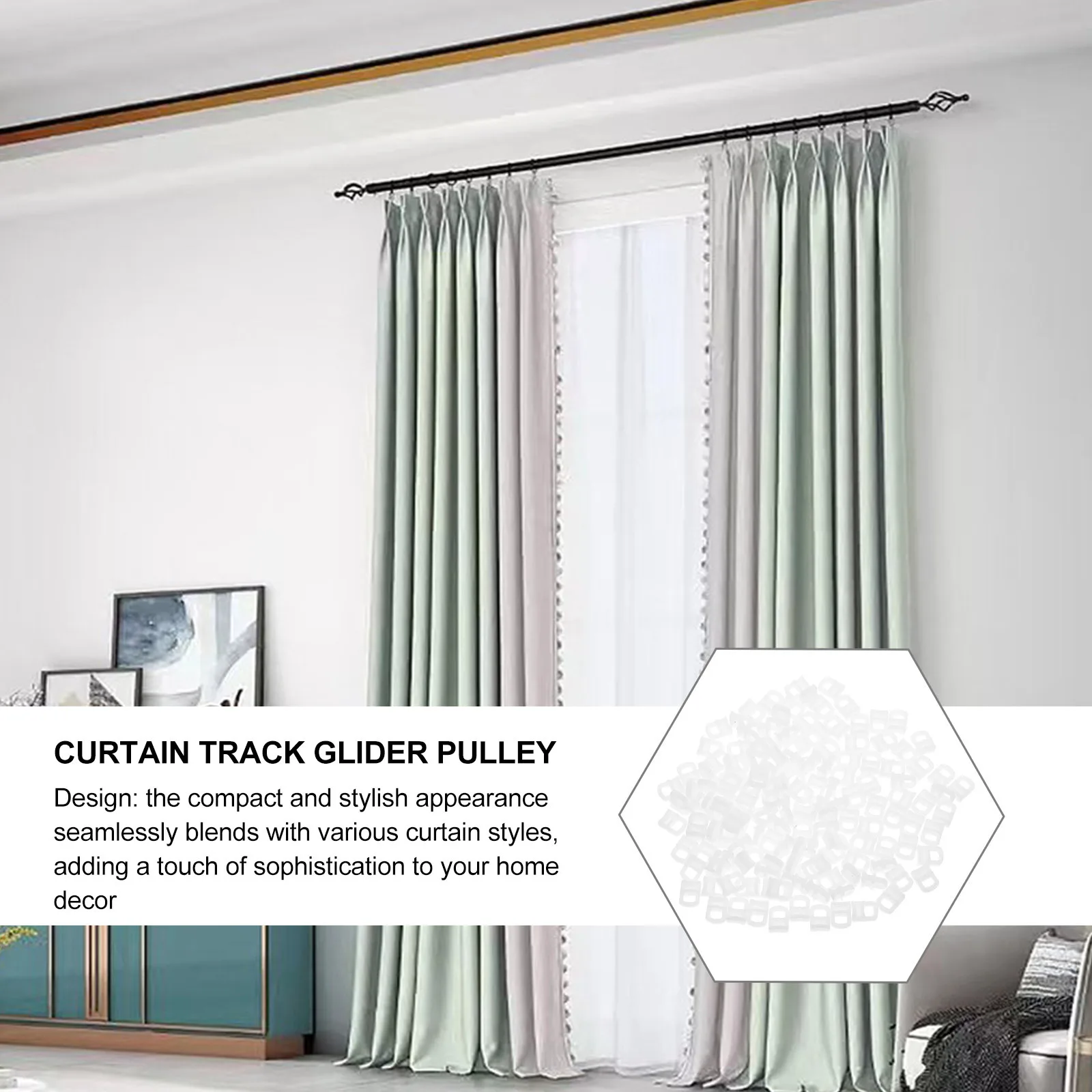 

150Pcs Curtain Track Roller Hooks Plastic Sliding Gliders for Smooth Quiet Operation Residential Commercial Window Car Rv